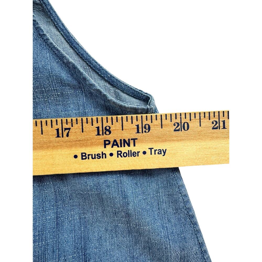 Alice & Olivia Anisa Sleeveless Flowy Tunic Top M Chambray Blue Hi-Lo Button Up - Picture 5 of 8